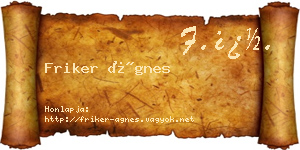 Friker Ágnes névjegykártya